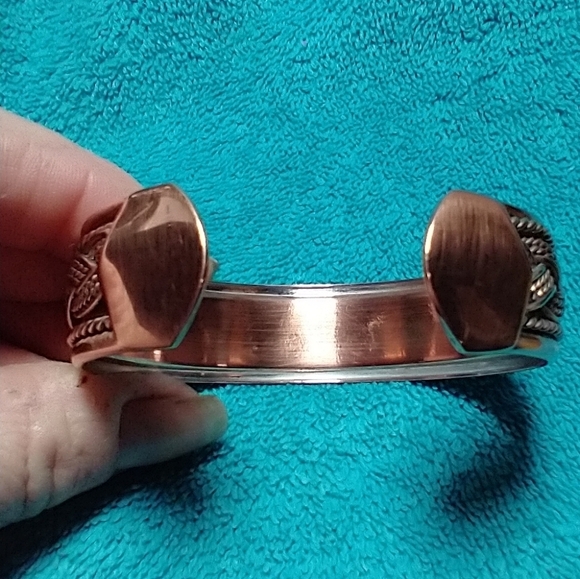 Braided Copper Cuff Bracelet intricate detail vintage - Picture 4 of 9